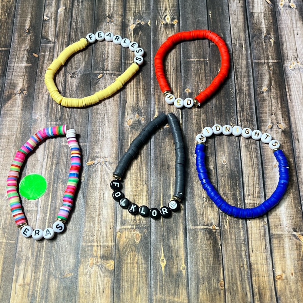 5for$10 Taylor Swift Album Inspired Swiftie Forever Bracelets 5Pc Bracelet